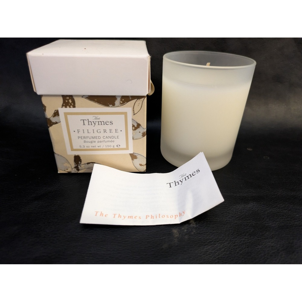 The Thymes Filigree Perfumed‎ Candle Frosted Glass 5.3 oz NEW